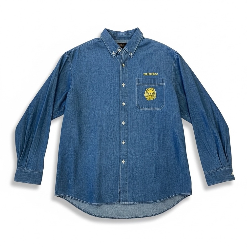 Disney The Lion King Broadway Musical Denim Shirt Blue Embroidered XL Mens